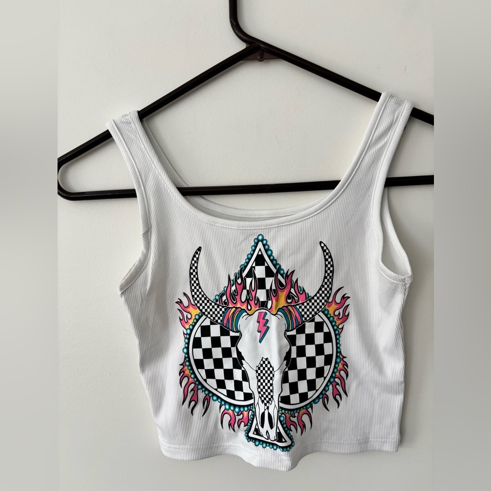 Western Custom Graphic Cropped Tank